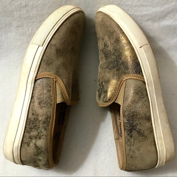 CoFi Gold Bronze Metallic Genuine Leather Slip On Sneaker Size 6.5 - Picture 4 of 8